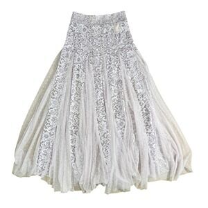 Intimately Free People Lace Polka Dot Mesh Maxi Skirt Sheer Small Purple NWT